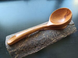 Cherry plum wooden spoon carved by Brian
